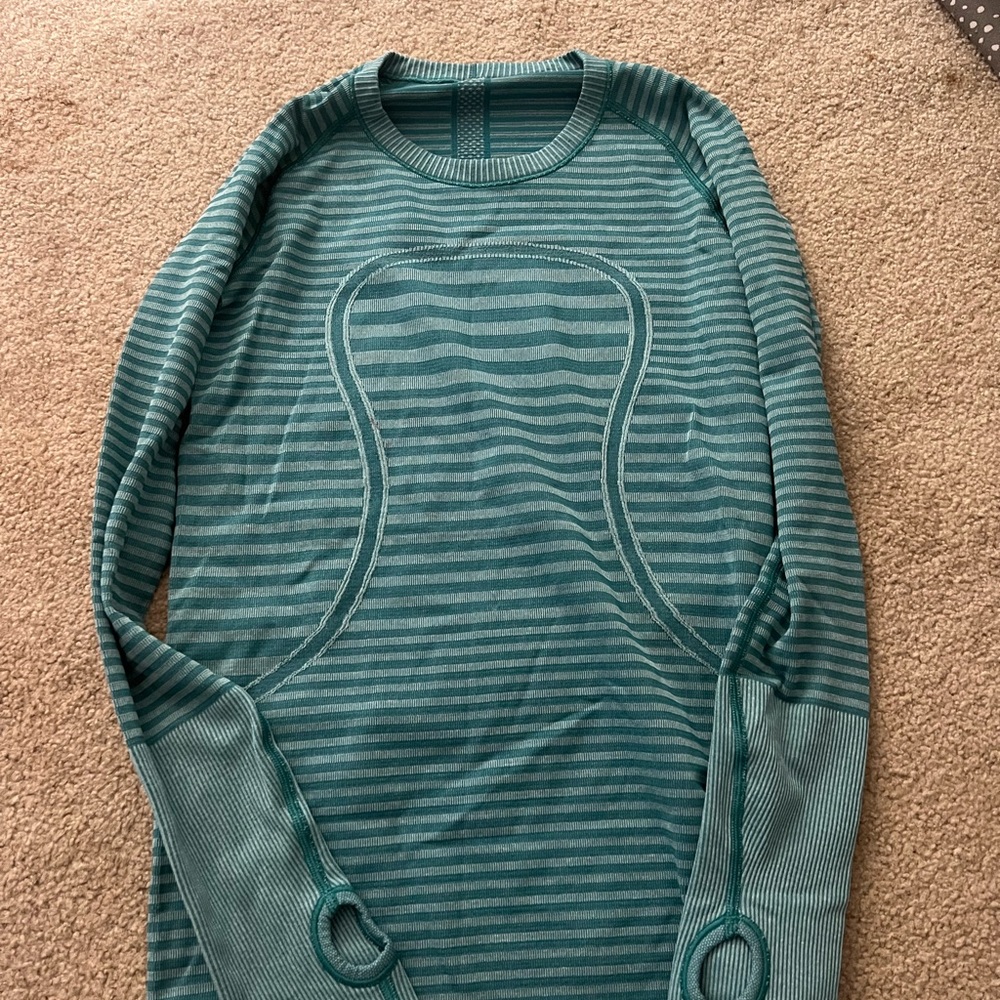 Green striped lululemon long sleeve